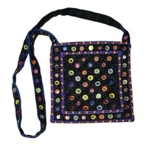 Vintage Christiana Beaded Mirrored Crossbody Evening Bag Colorful